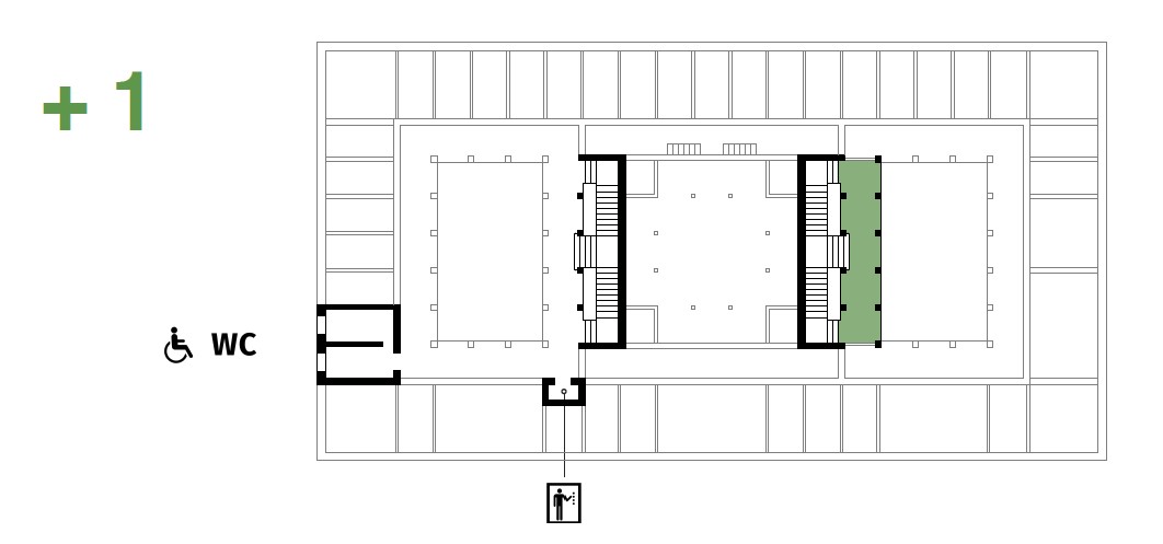 Gezeichneter Plan des ersten Geschosses